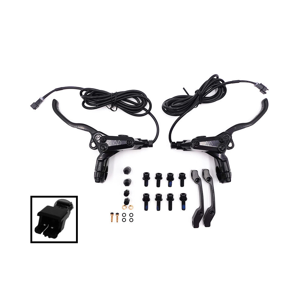 Kit freins hydrauliques 4 pistons FRV connecteur SM (1x AR gauche / AV droite + 1x AR droite /AV gauche)
