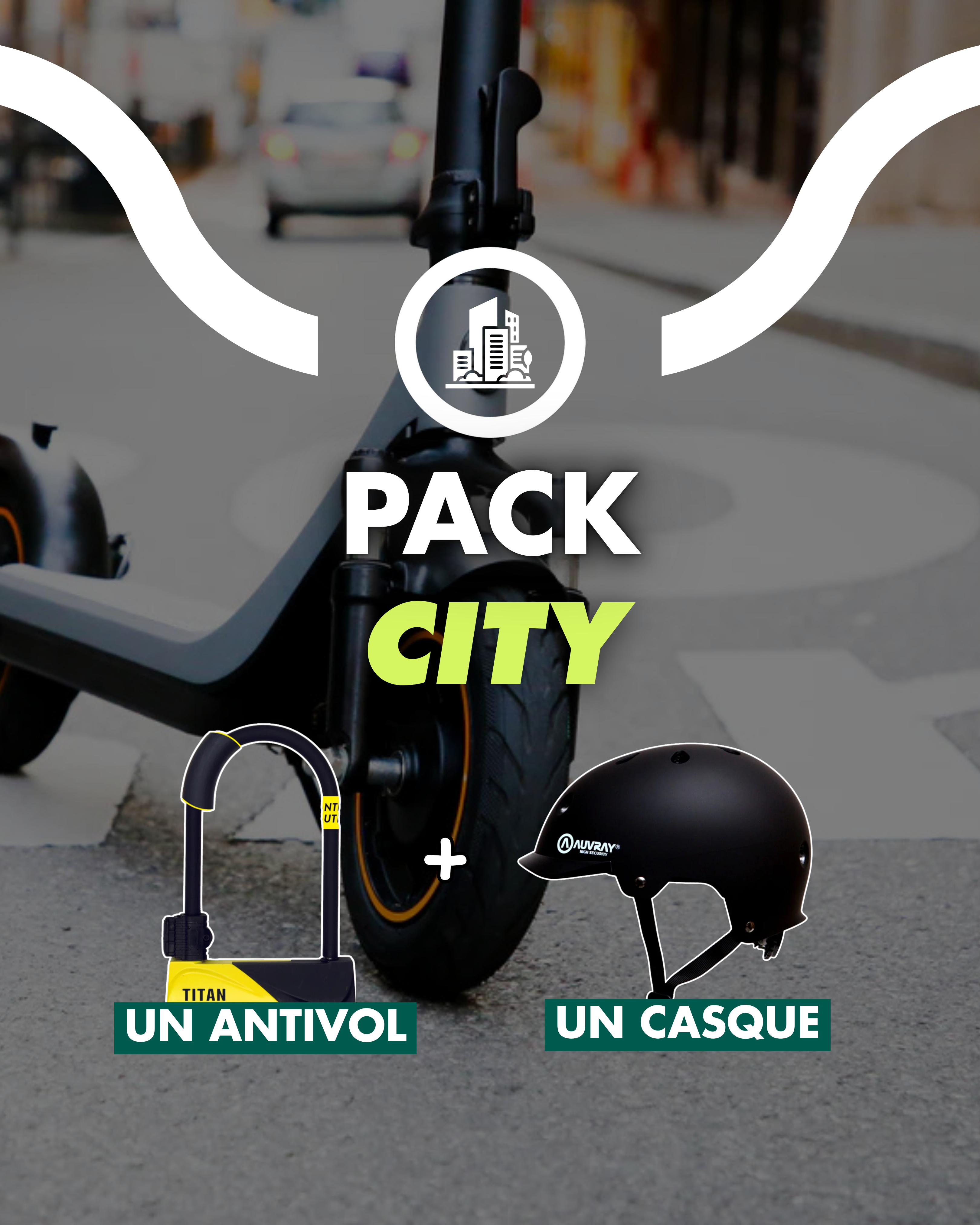 Pack CITY : casque + antivol