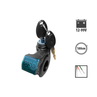 Ignition switch with voltage display