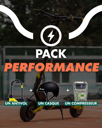 Pack PERFORMANCE : casque + antivol + compresseur portatif