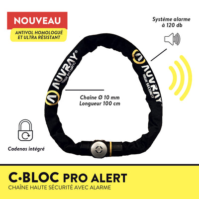 Antivol à chaîne avec cadenas et alarme Auvray C-BLOC PRO ALERT