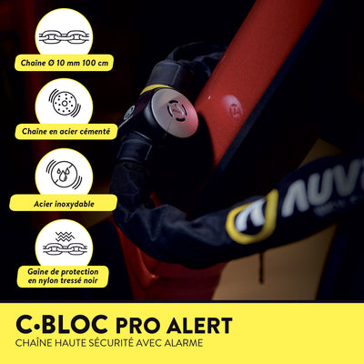 Antivol à chaîne avec cadenas et alarme Auvray C-BLOC PRO ALERT