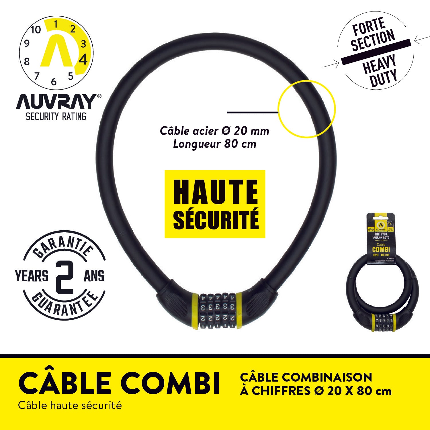Câble CABLE COMBI A CHIFFRE LONG. 80 Ø 20