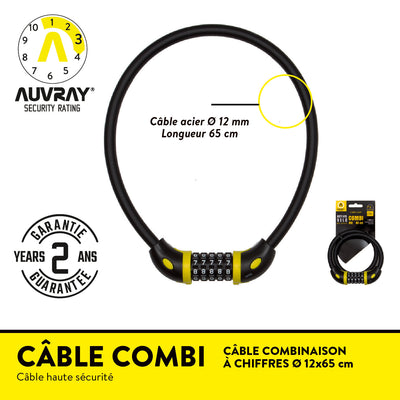 CABLE COMBI A CHIFFRES	LONG. 65 Ø 12