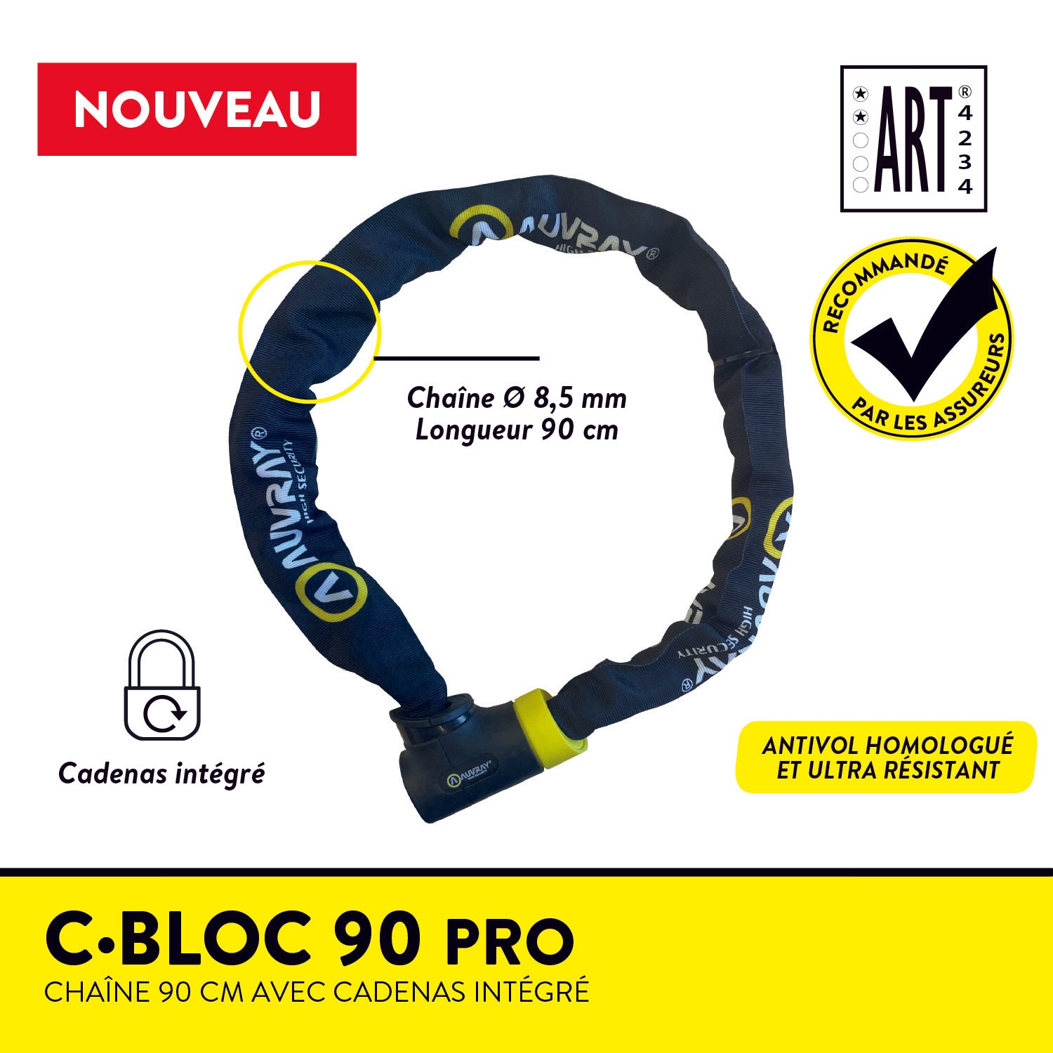 C•BLOC PRO Chaîne avec cadenas intégré