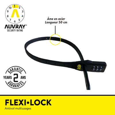 FLEXI•LOCK Antivol multiusages Fermeture par combinaison à 3 chiffres