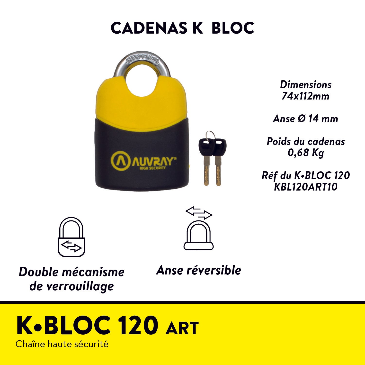 K•BLOC 120 ART Chaîne avec cadenas