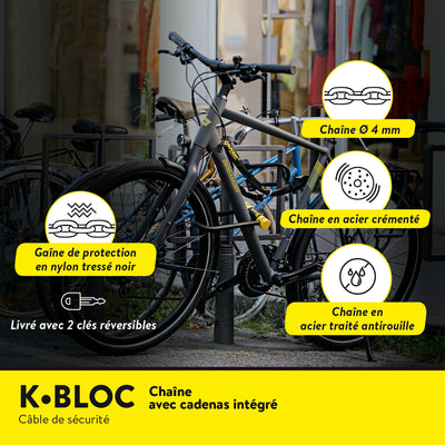 K•BLOC 90 Chaîne avec cadenas intégré