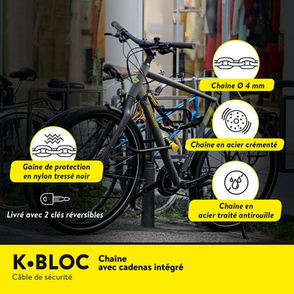 K•BLOC 90 Chaîne avec cadenas intégré