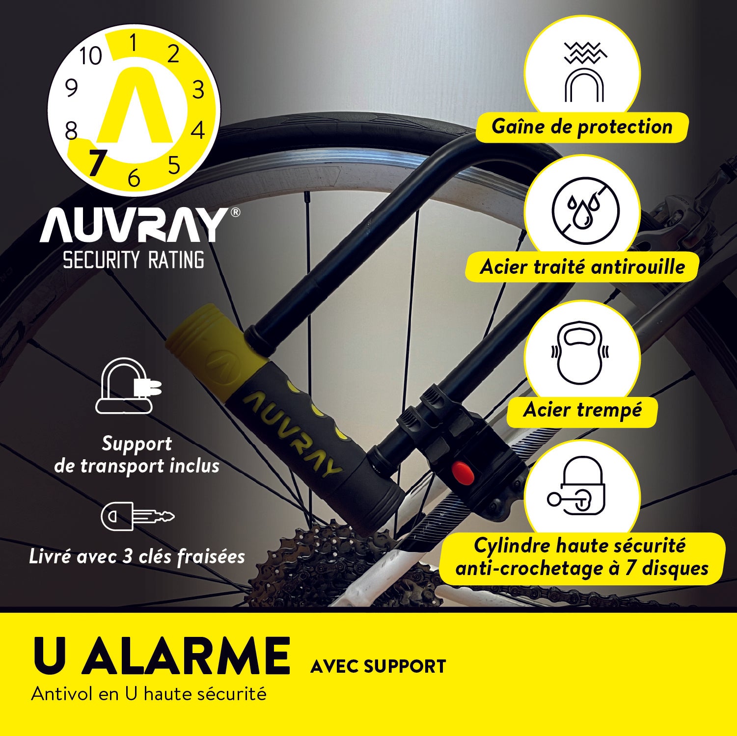 Antivol en U Auvray 90x210 - avec alarme