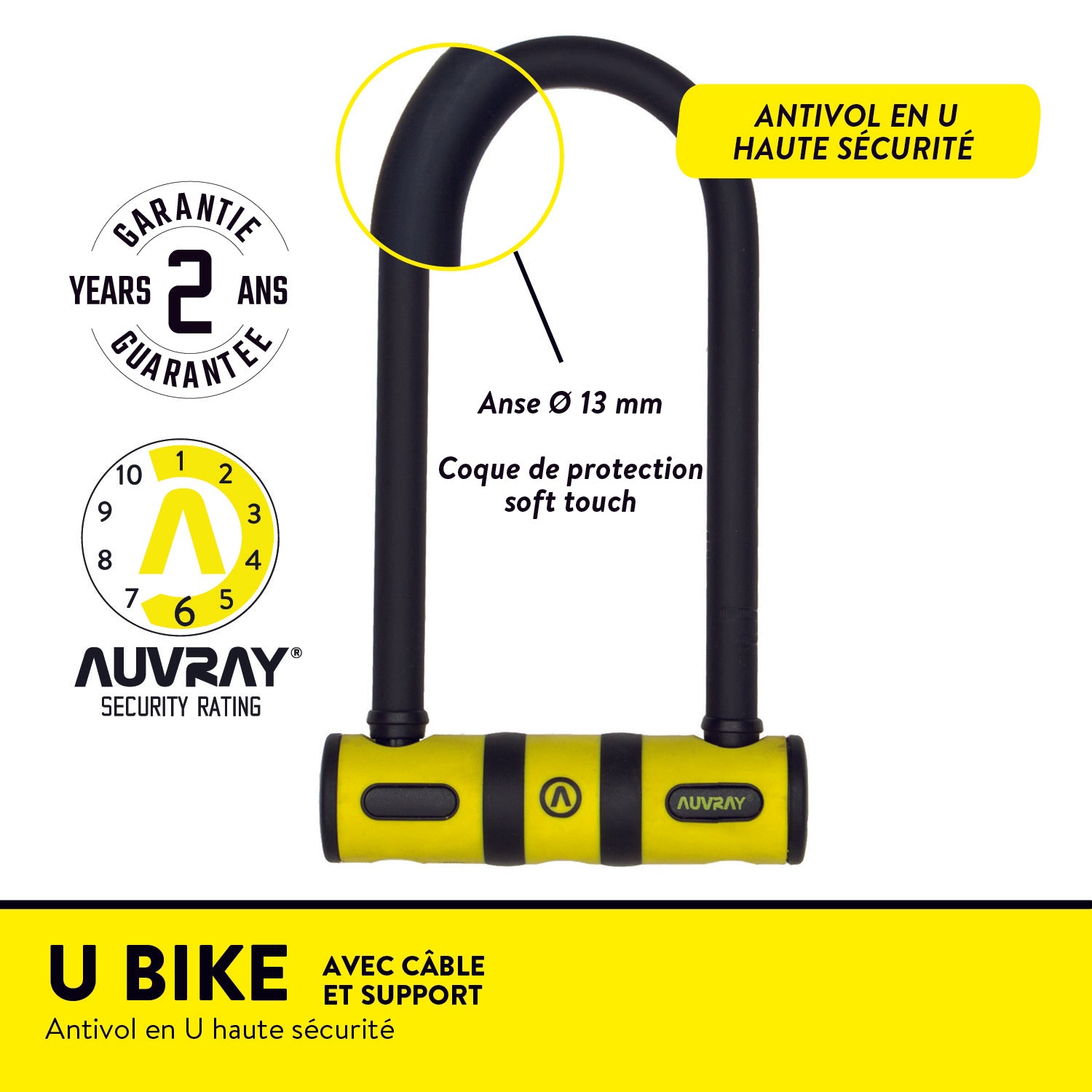 Antivol en U avec câble Auvray U BIKE